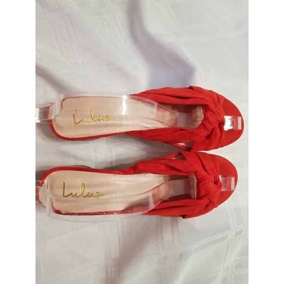 Lulus Faux Orange Suede Mules Slide Sandal Heels Stacked Heel Womens Size 7.5 M - Picture 2 of 8